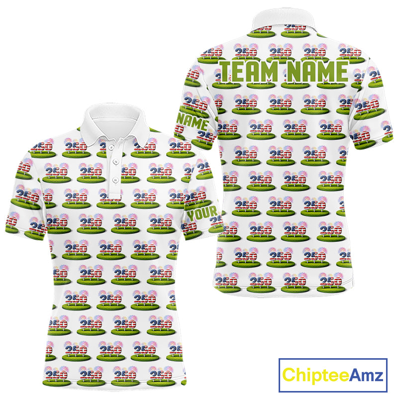 American Flag Grass Mens Golf Polo Shirt Patriotic USA Golf Shirts, Golf Gift NYN2853