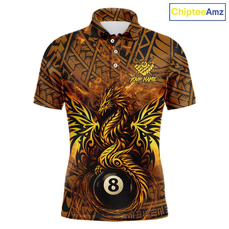Black And Yellow Tribal Pattern Billiard Phoenix Jersey For Men Billiard 8 Ball Pool Team Shirts NYN2861