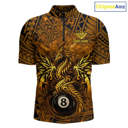 Black And Yellow Tribal Pattern Billiard Phoenix Jersey For Men Billiard 8 Ball Pool Team Shirts NYN2861