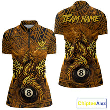 Load image into Gallery viewer, Black And Yellow Tribal Pattern Billiard Phoenix Jersey For Women Billiard 8 Ball Pool Team Shirts NYN2861