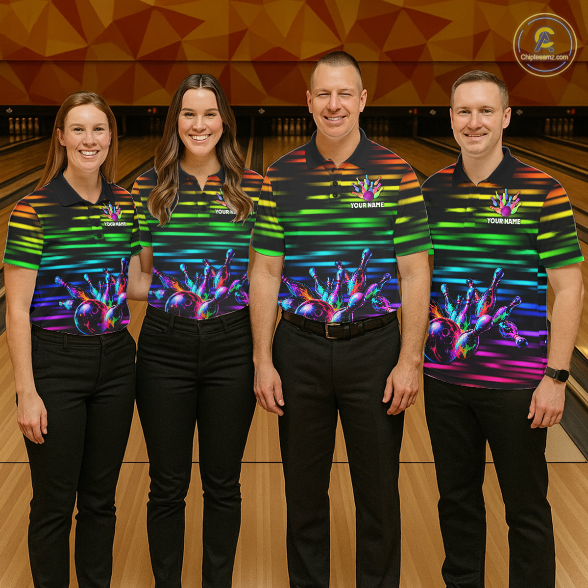 Colorful Splatter Paint Bowling Shirt For Men Custom Rainbow Strike Lightning Team Bowling Attire NYN3229