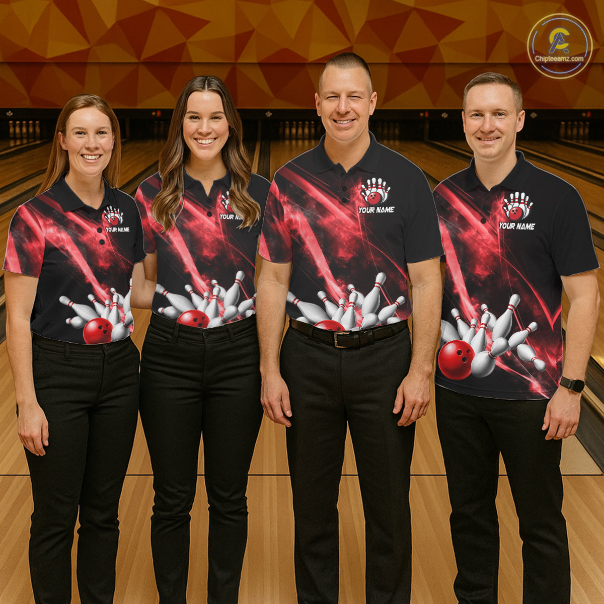 Red Smoking Bowling Polo & 1/4-Zip Shirt For Women Custom Funny Eagle Team Bowling Jersey NYN3239