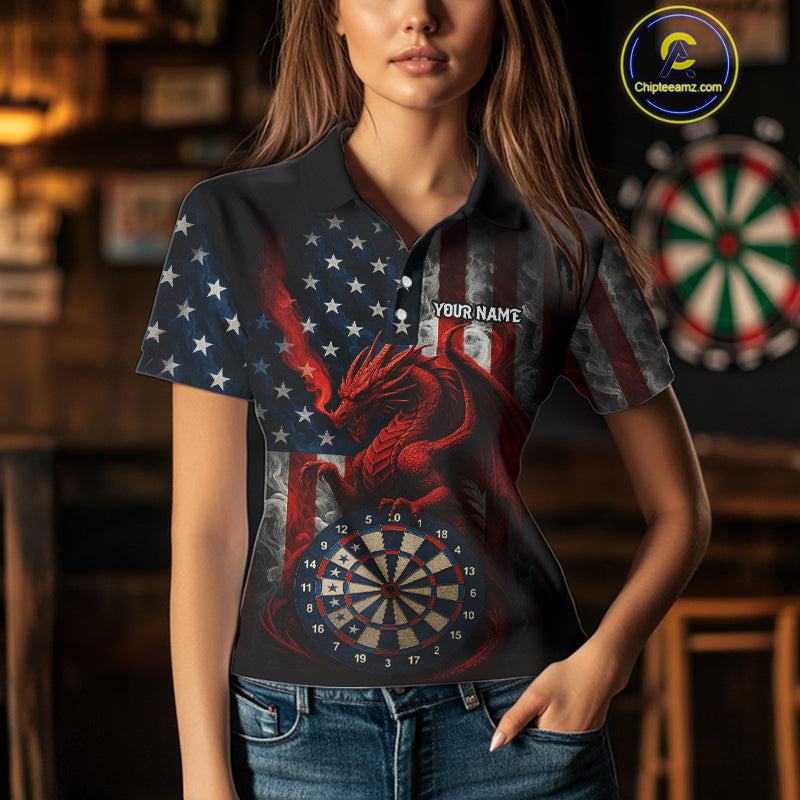 Personalized Smoke US Flag Dartboard Patriotic Dart Jerseys For Women, Dart Team Shirt NYN1097