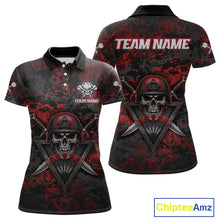 Load image into Gallery viewer, Skull Warrior Red Digital Camo Custom Funny Darts Polo Shirt For Women Dart Jerseys NYN1951
