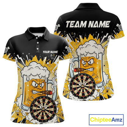 Beer Mascot Smoking Dartboard Custom Women Darts Polo Shirt Funny Funny Dart Jerseys NYN1957