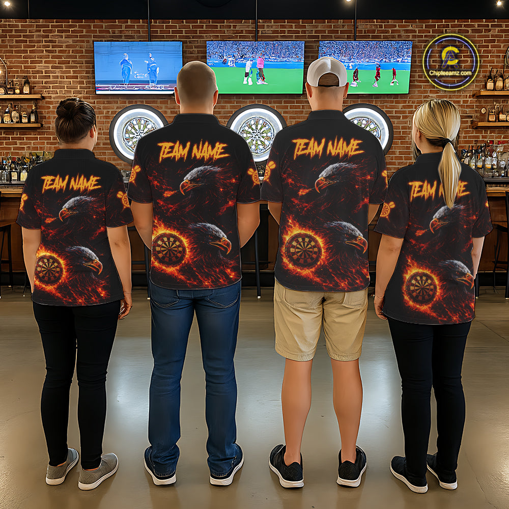Eagle Couple Flame Dartboard & Arrow Women Darts Quarter-Zip Shirt Custom Outfits Dart Team Jerseys NYN2508
