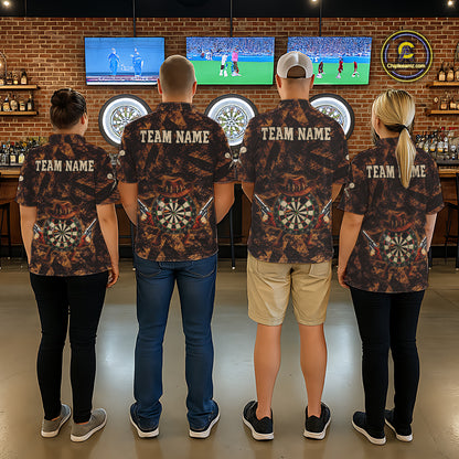 Funny Dartboard Cowhand Women Darts Polo Shirt Personalized Brown Grunge Dart Team Jerseys NYN2510