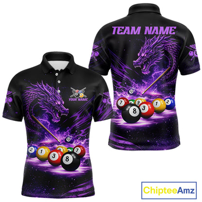 Purple Funny Dragon Thunder Ball Pool Billiard Team Shirt For Men Custom Billiards Ball Attire NYN2700
