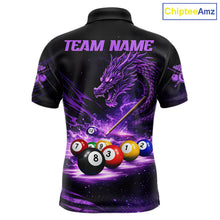 Load image into Gallery viewer, Purple Funny Dragon Thunder Ball Pool Billiard Team Shirt For Men Custom Billiards Ball Attire NYN2700
