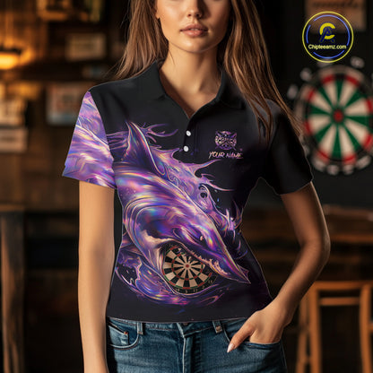 Personalized Pink Holographic Shark Women Darts Polo League Shirts Funny Grunge Dart Jerseys NYN2707