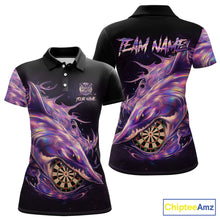 Load image into Gallery viewer, Personalized Pink Holographic Shark Women Darts Polo League Shirts Funny Grunge Dart Jerseys NYN2707