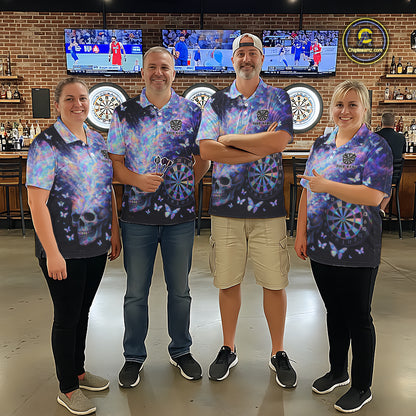 Custom Holographic Smokes Skull Dartboard Women Dart 1/4-Zip Shirt Butterfly Dart Jerseys NYN2709