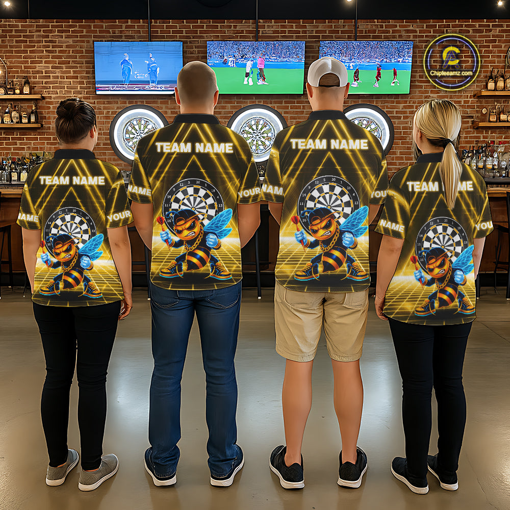 Lightning Yellow Neon Electric Funny Bee Women Dart 1/4-Zip Shirt Custom Team Name For Darters NYN2710