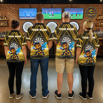 Lightning Yellow Neon Electric Funny Bee Women Dart 1/4-Zip Shirt Custom Team Name For Darters NYN2710