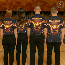 Load image into Gallery viewer, Custom Fire Flame Bowling Jerseys For Men, Personalized Bowling Pin &amp; Ball Team Shirts | Yellow NYN3069