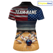 Load image into Gallery viewer, Personalized Fire Flame USA Flag Eagle Bowling Team Shirts For Women Outfits Patriotic Bowling Gifts NYN3073
