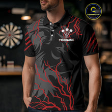 Load image into Gallery viewer, Men's Custom Darts Team Shirts With Crimson Lightning And Stealth Lion NYN0293