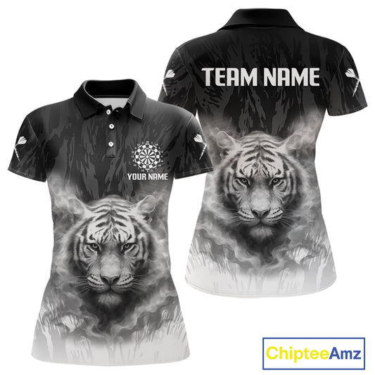 Women's Custom Darts Shirt With Pale Smoke Tiger Grunnge Pattern Dartboard NYN0296