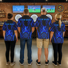 Load image into Gallery viewer, Grunge Black And Blue Flaming Dartboard Mens Darts Shirt Personalized Team Darts Jersey NYN3247