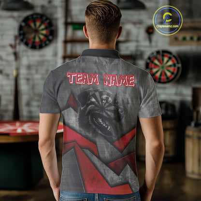Aggressive Dog Dartboard Red Darts Shirt For Men - Custom Name For Players NYN0562