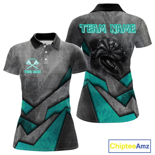 Aggressive Dog Dartboard Turquoise Darts Shirt For Women - Custom Name For Players NYN0563