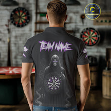 Load image into Gallery viewer, Custom Roses Dartboard Purple Grim Reaper Men Darts Polo Shirt Darts Jersey NYN1972