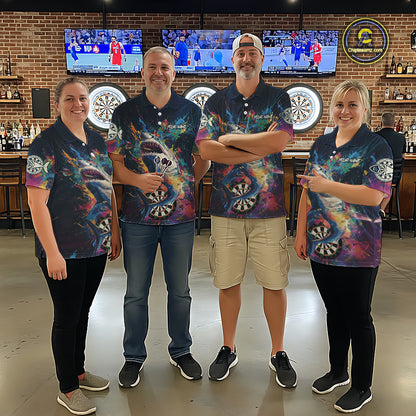 Personalized Multi-Color Splatter Funny Shark Women Darts Polo League Shirts Dart Jerseys NYN2217