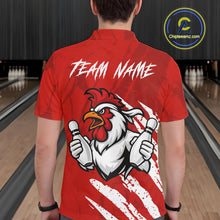 Load image into Gallery viewer, Custom White And Red Funny Rooster Bowling Polo &amp; 1/4-Zip Team Shirts For Men Bowling Gifts NYN2721