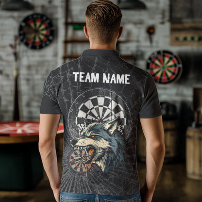 Personalized Wolf Black Darts Boards Polo & 1/4 Zip Shirt For Men, Dart Team Shirts NYN0001