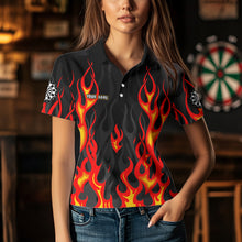 Load image into Gallery viewer, Personalized Skull Firefighter In Flame Custom Darts Shirt For Women, Dart Team Shirts NYN0003
