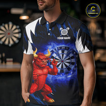 Load image into Gallery viewer, Personalized Blue Dartboard Flame Dart Polo &amp; Quarter Zip Shirt Funny Bull Darts Attire For Women NYN2870