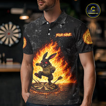 Load image into Gallery viewer, Crazy Rabbit Dartboard Fire Flame Darts Shirt For Men Custom Name &amp; Team Grunge Dart Outfits Jerseys NYN3080