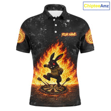 Load image into Gallery viewer, Crazy Rabbit Dartboard Fire Flame Darts Shirt For Men Custom Name &amp; Team Grunge Dart Outfits Jerseys NYN3080