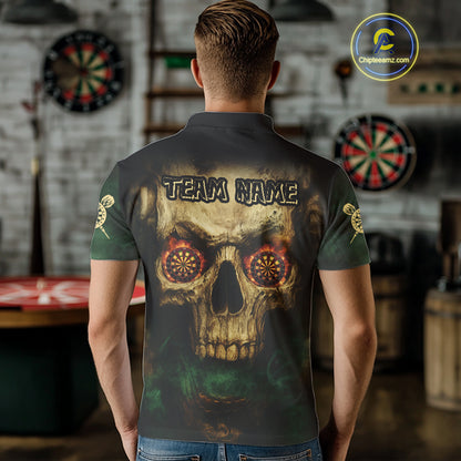 Yellow Skull Flaming Dartboard Darts Shirt For Men - Custom Name For Players NYN0573