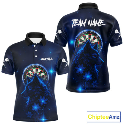 Blue Dark Lightning Wolf Dartboard Men's Darts Shirt - Custom Team Jersey NYN0577