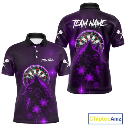 Purple Dark Lightning Wolf Dartboard Men's Darts Shirt - Custom Team Jersey NYN0578