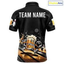 Load image into Gallery viewer, Personalized Beer Runner Funny Bowling Team Shirts For Men Bowling Polo &amp; 1/4-Zip Jersey NYN2724