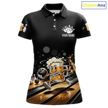 Load image into Gallery viewer, Personalized Beer Runner Funny Bowling Team Shirts For Women Bowling Polo &amp; 1/4-Zip Jersey NYN2724