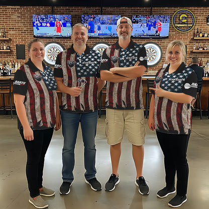 US Flag Dart Arrow & Dartboard Darts Quarter-Zip Shirt For Women Custom Patriotic Dart Team Jerseys NYN2523