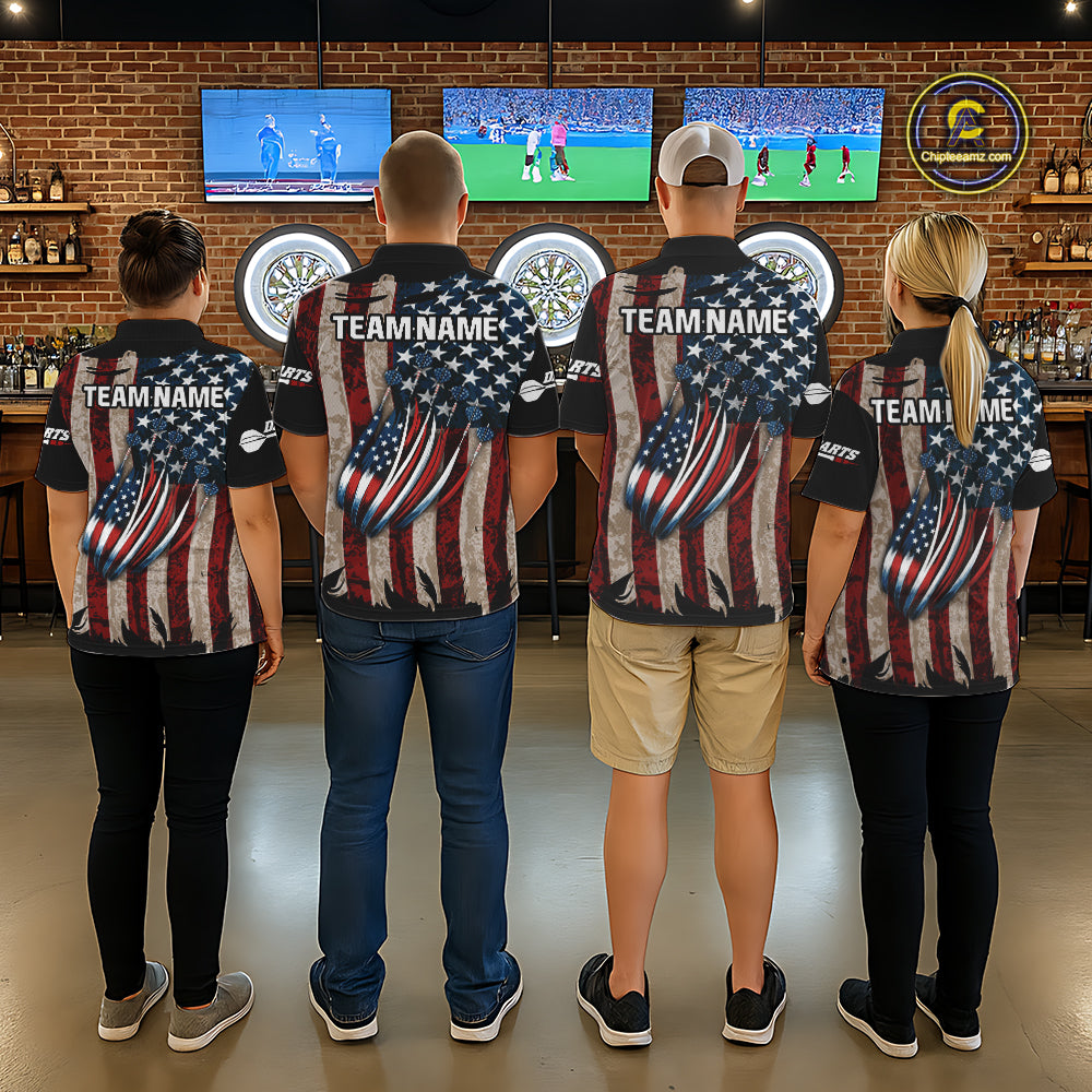 US Flag Dart Arrow & Dartboard Darts Quarter-Zip Shirt For Women Custom Patriotic Dart Team Jerseys NYN2523
