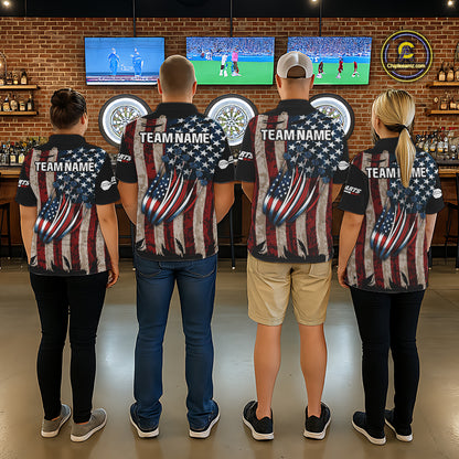 US Flag Dart Arrow & Dartboard Darts Quarter-Zip Shirt For Women Custom Patriotic Dart Team Jerseys NYN2523