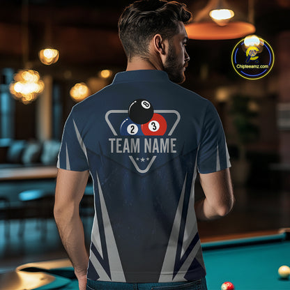 Personalized Dark Blue And Gray 8 Ball Billiard Pool Shirt For Men Custom Billiard Attire Team Jersey NYN3084