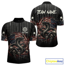 Load image into Gallery viewer, Custom US Flag Cobra Skull Swirl Vintage Men Darts Quarter-Zip Shirt Retro Dart Jersey Gifts NYN1988