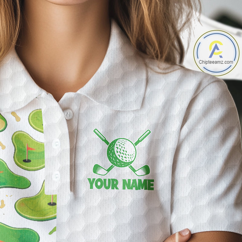 Personalized Womens Golf Polo Shirts Green Golf Courses Custom Name Golf Team Shirt, Golf Gifts NYN2880