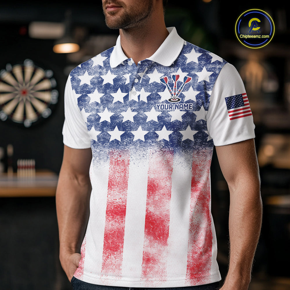 Custom American Flag Dart Shirts For Men Patriotic Dart Team Shirt Darter Outfits Attire NYN2888