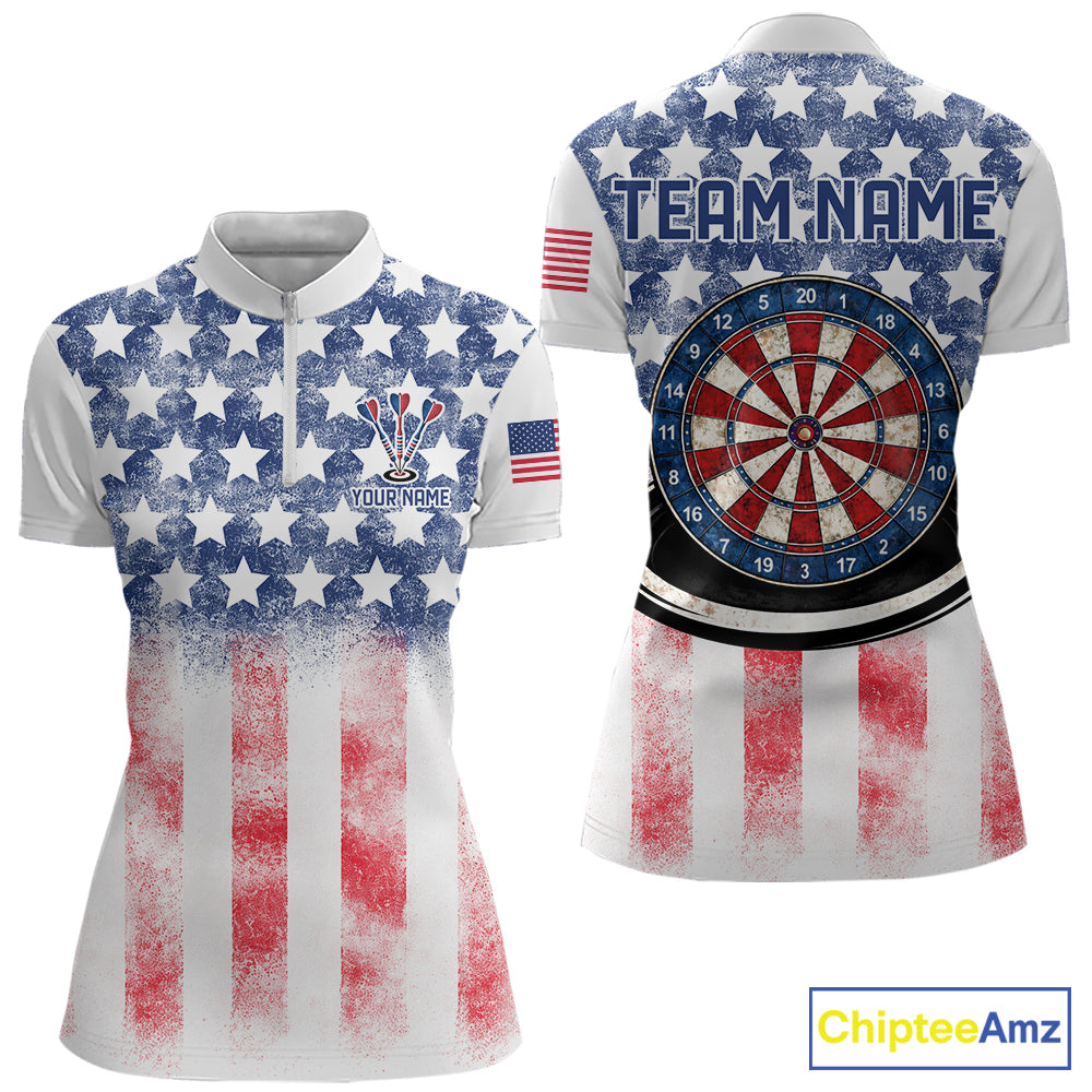 Custom American Flag Dart Shirts For Women Patriotic Dart Team Shirt Darter Outfits Attire NYN2888