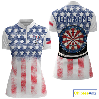 Custom American Flag Dart Shirts For Women Patriotic Dart Team Shirt Darter Outfits Attire NYN2888