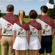 Load image into Gallery viewer, Funny Duck Golfer Mens Golf Polo Shirt Custom Black Grunge Tropical Team Golf Shirts | Red NYN3101