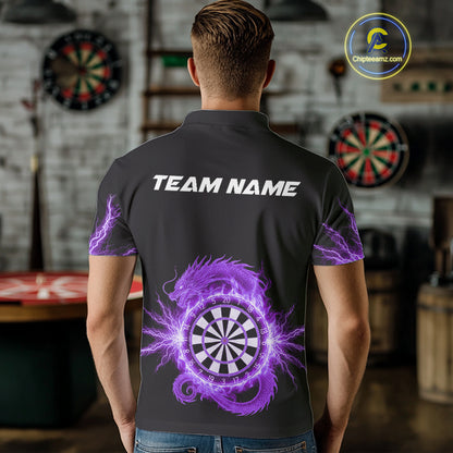 Custom Dragon Lighting Purple Dartboard Dart Polo Jerseys For Men Dart Team Shirt NYN1725