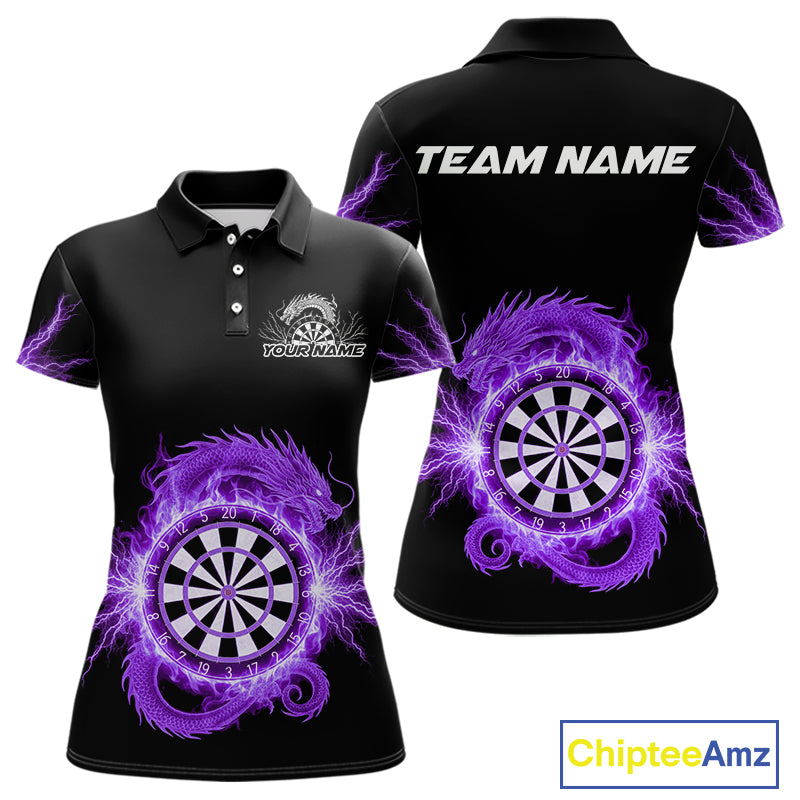 Custom Dragon Lighting Purple Dartboard Dart Polo Jerseys For Women Dart Team Shirt NYN1725